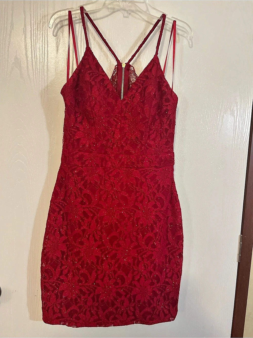 City Triangles Y2K Style Red Lace Party Cocktail Dress Size 7 Juniors